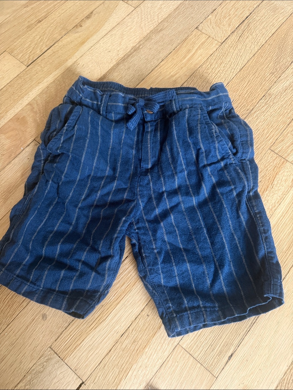 Mayoral Navy Blue Pinstripe Drawstring Kids Shorts